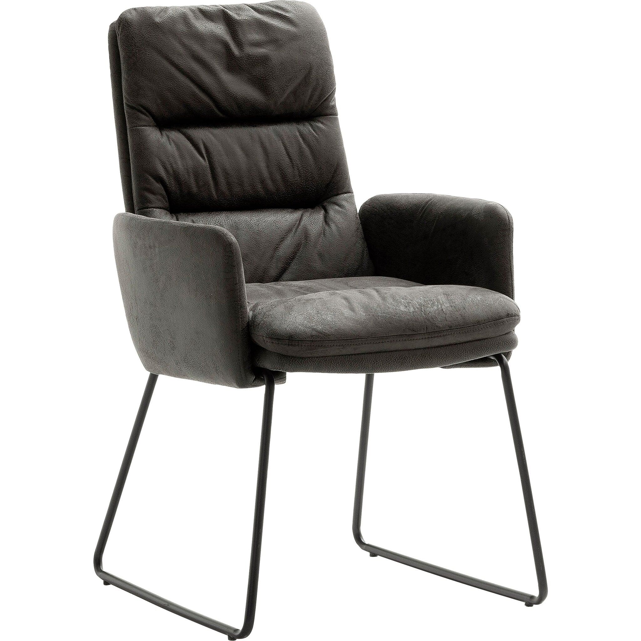 Set 2 scaune tapitate cu stofa si picioare metalice, Westminster Skid Gri / Negru, l60xA67xH98 cm (3)