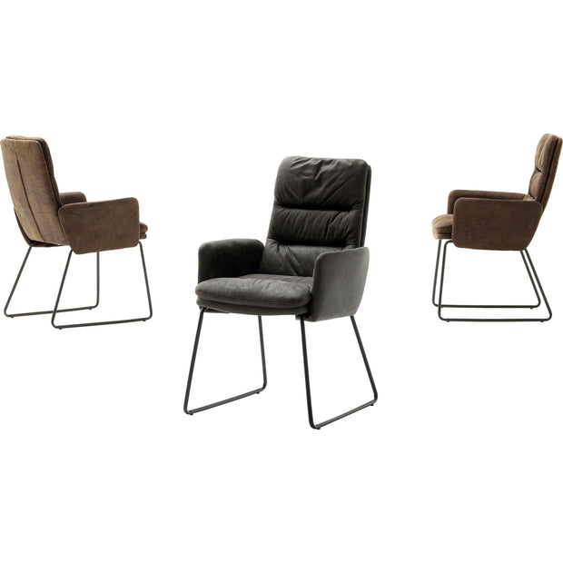 Set 2 scaune tapitate cu stofa si picioare metalice, Westminster Skid Gri / Negru, l60xA67xH98 cm (2)