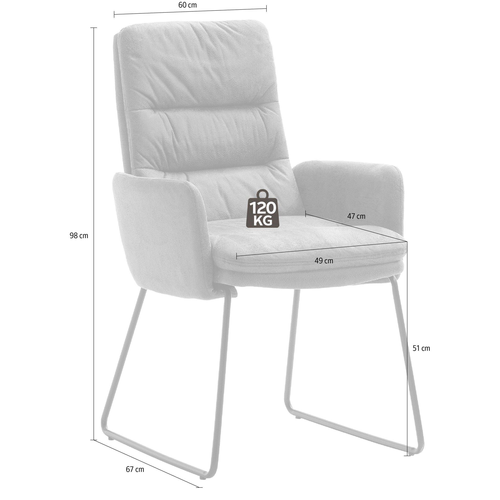 Set 2 scaune tapitate cu stofa si picioare metalice, Westminster Skid Gri / Negru, l60xA67xH98 cm (4)