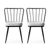 Set 2 scaune tapitate cu stofa si picioare metalice, Yildiz 186 Velvet Gri Deschis / Negru, l43xA42xH82 cm