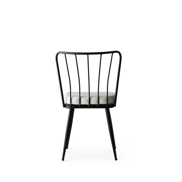 Set 2 scaune tapitate cu stofa si picioare metalice, Yildiz 186 Velvet Gri Deschis / Negru, l43xA42xH82 cm (4)