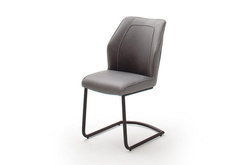Set 2 scaune tapitate cu stofa si piele ecologica, cu picioare metalice Aberdeen Gri / Negru, l50xA62xH92 cm (1)