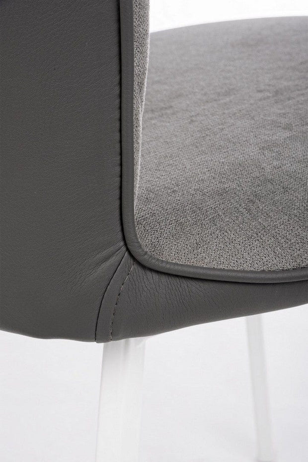 Set 2 scaune tapitate cu stofa si piele ecologica, cu picioare metalice Angelica Gri / Alb, l50xA63xH92 cm (5)