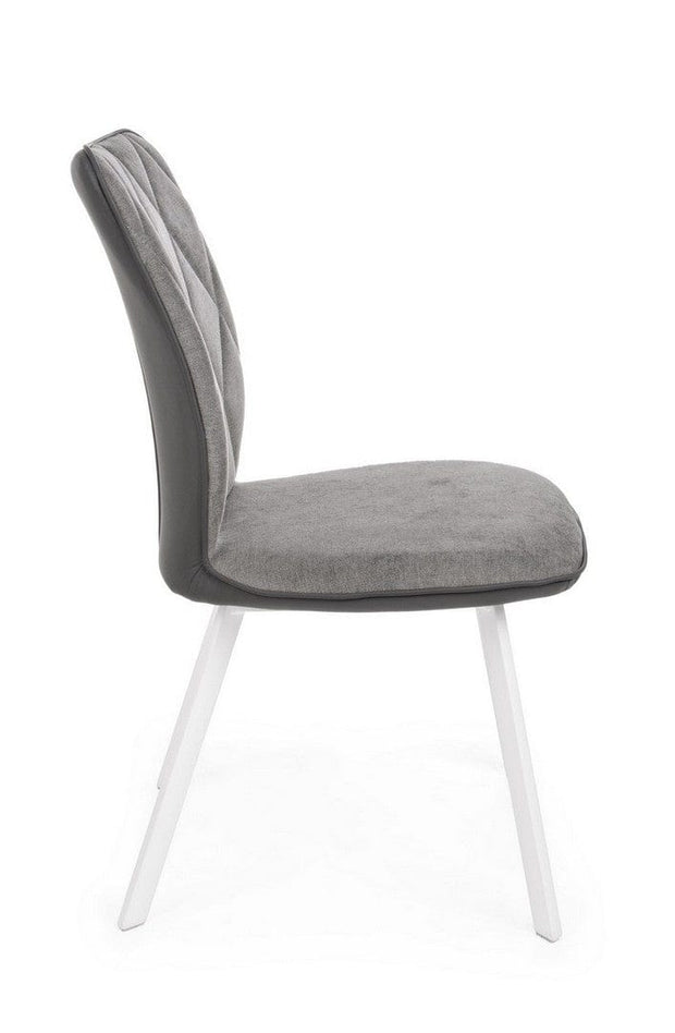 Set 2 scaune tapitate cu stofa si piele ecologica, cu picioare metalice Angelica Gri / Alb, l50xA63xH92 cm (4)
