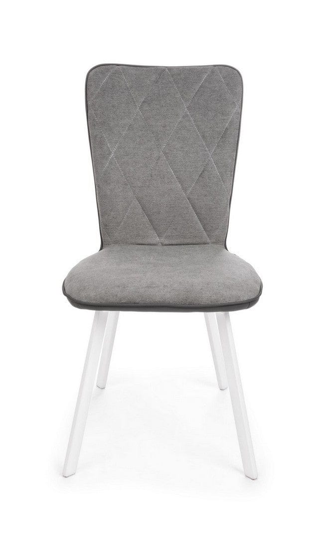 Set 2 scaune tapitate cu stofa si piele ecologica, cu picioare metalice Angelica Gri / Alb, l50xA63xH92 cm (2)
