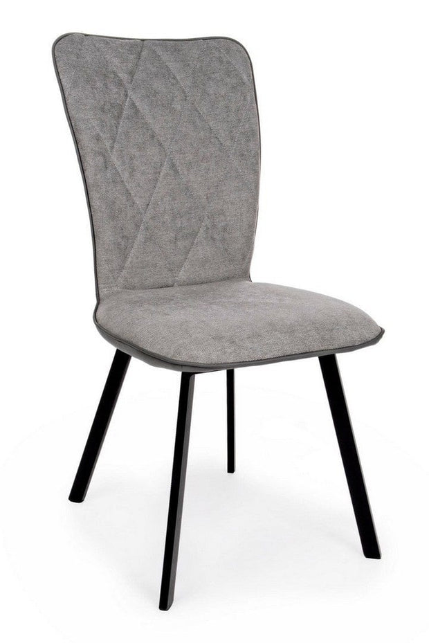Set 2 scaune tapitate cu stofa si piele ecologica, cu picioare metalice Angelica Gri / Negru, l50xA63xH92 cm (2)