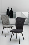 Set 2 scaune tapitate cu stofa si piele ecologica, cu picioare metalice Angelica Gri / Negru, l50xA63xH92 cm (1)