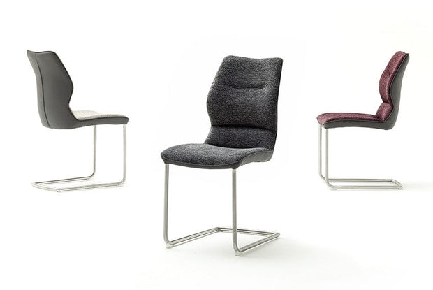 Set 2 scaune tapitate cu stofa si piele ecologica, cu picioare metalice, Orlando Swing Antracit / Crom, l46xA63xH92 cm (5)