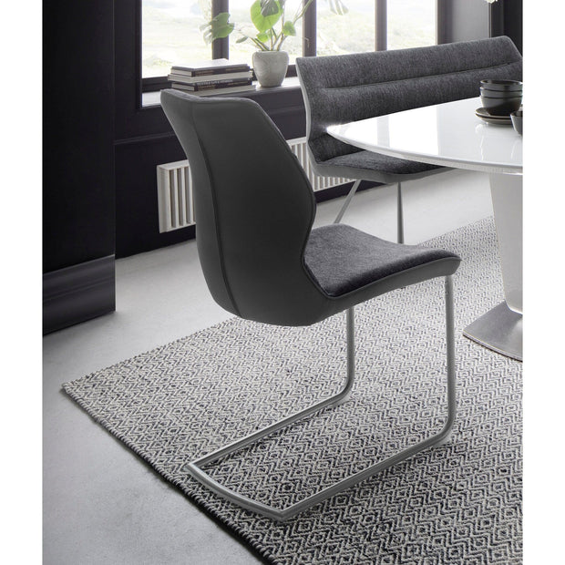 Set 2 scaune tapitate cu stofa si piele ecologica, cu picioare metalice, Orlando Swing Antracit / Crom, l46xA63xH92 cm (2)