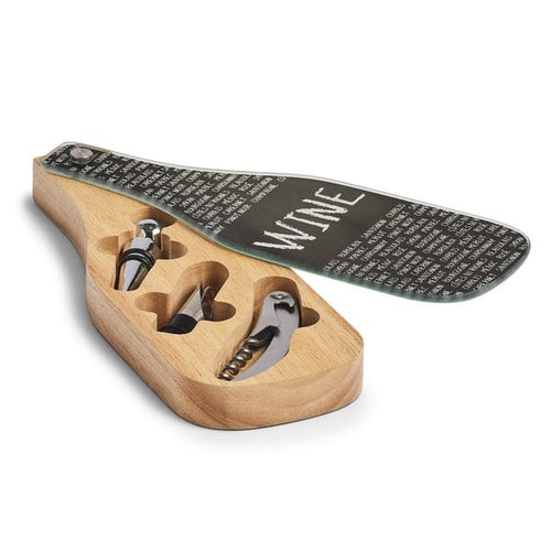 Set 4 accesorii pentru vin, din lemn, sticla si otel inoxidabil, Wood Natural, L27,8xl10xH3 cm (1)