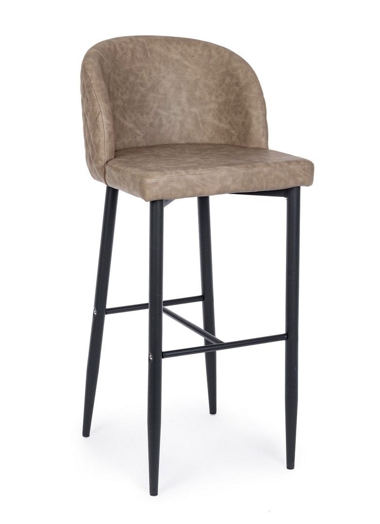 Set 4 scaune de bar tapitate cu piele ecologica si picioare metalice Chris Grej / Negru, l47xA52xH105 cm (1)