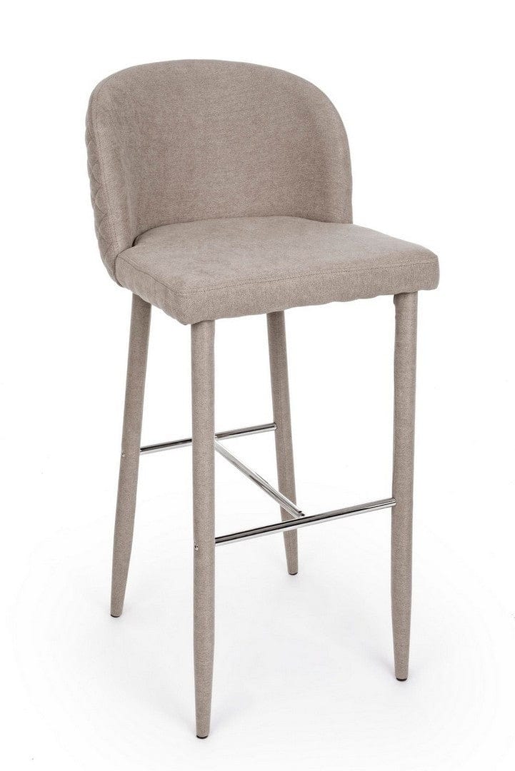 Set 4 scaune de bar tapitate cu stofa si picioare metalice Chris Maro Deschis / Crom, l47xA52xH105 cm (4)