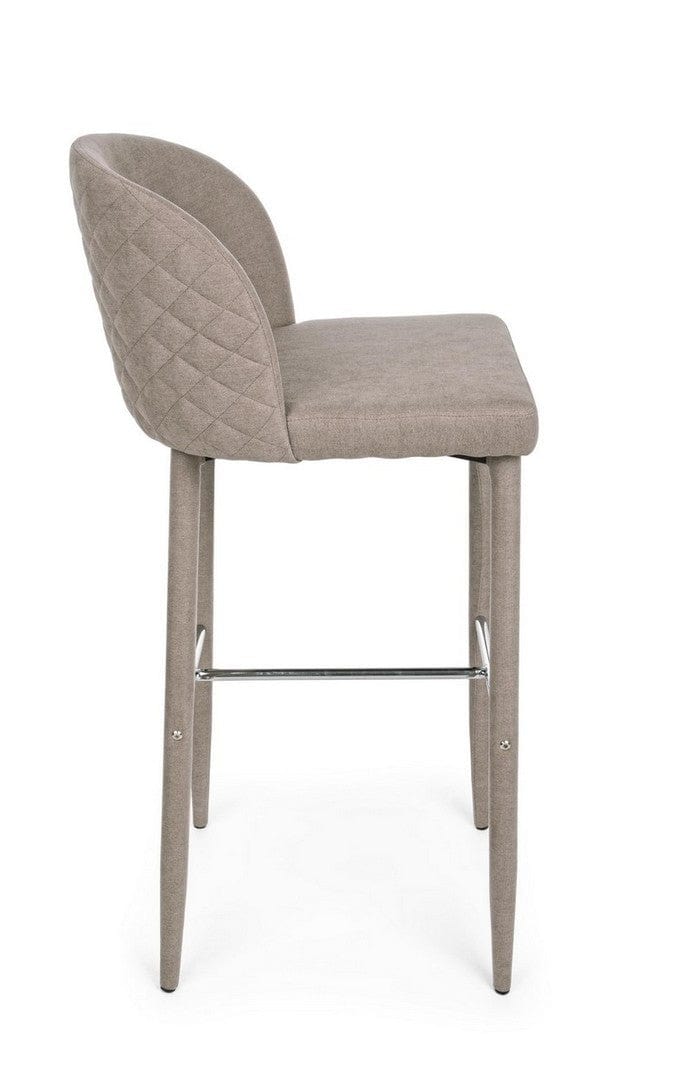 Set 4 scaune de bar tapitate cu stofa si picioare metalice Chris Maro Deschis / Crom, l47xA52xH105 cm (3)