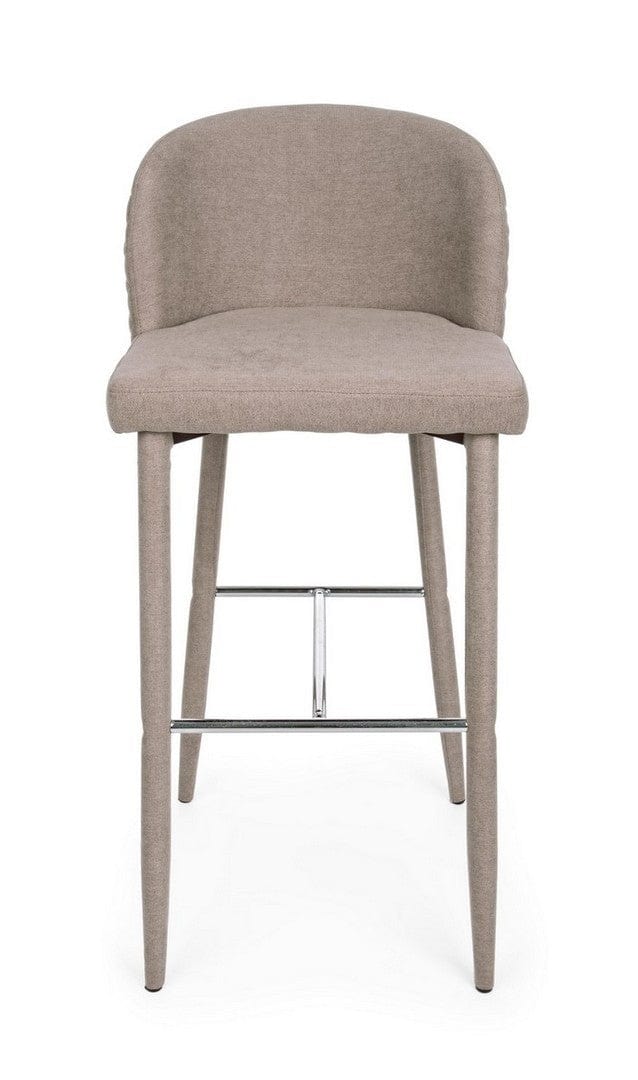 Set 4 scaune de bar tapitate cu stofa si picioare metalice Chris Maro Deschis / Crom, l47xA52xH105 cm (2)