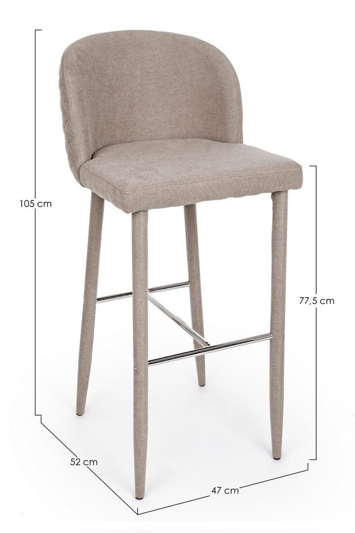 Set 4 scaune de bar tapitate cu stofa si picioare metalice Chris Maro Deschis / Crom, l47xA52xH105 cm (5)