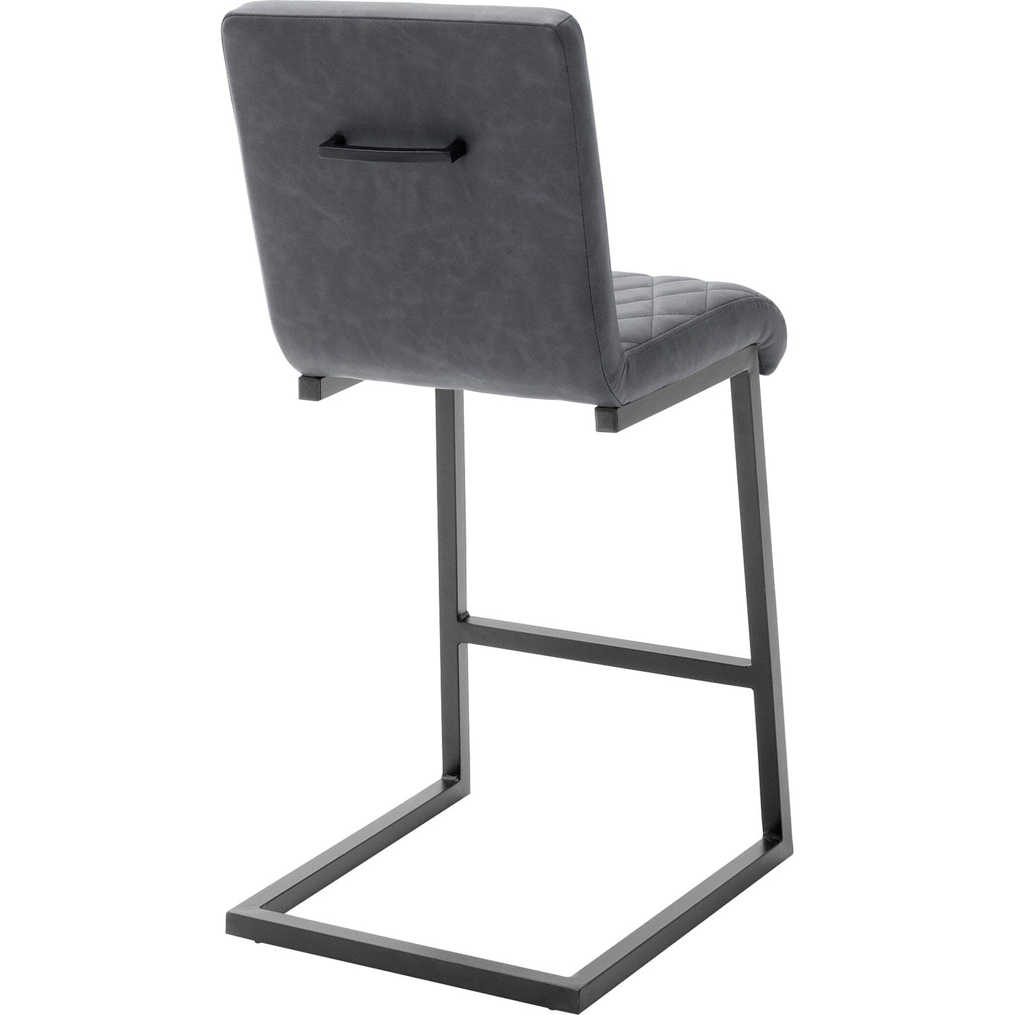 Set 4 scaune de bar tapitate cu piele ecologica si picioare metalice, Kian Gri / Negru, l41xA55xH97 cm (2)