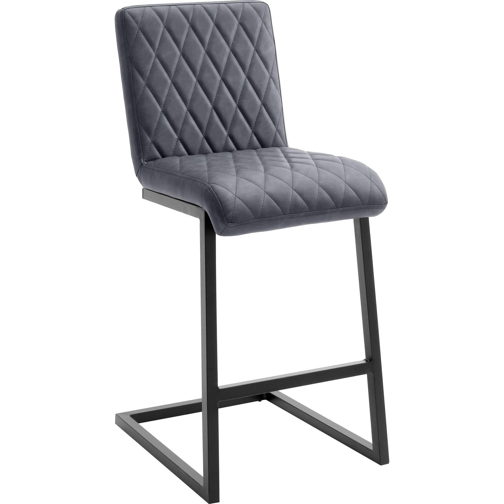 Set 4 scaune de bar tapitate cu piele ecologica si picioare metalice, Kian Gri / Negru, l41xA55xH97 cm (1)