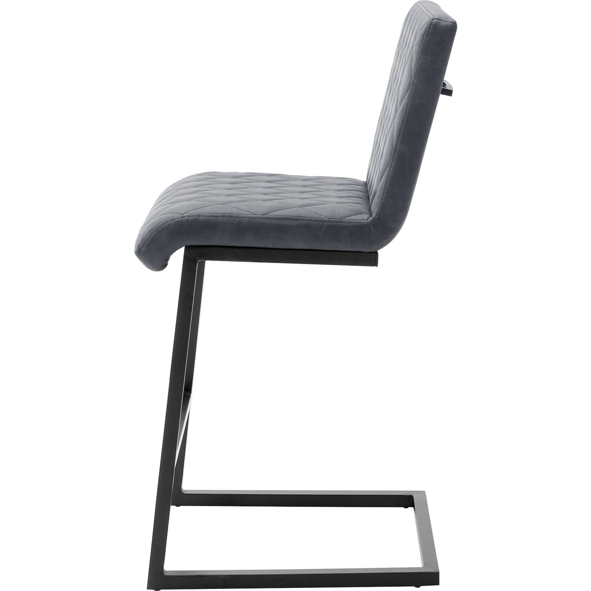 Set 4 scaune de bar tapitate cu piele ecologica si picioare metalice, Kian Gri / Negru, l41xA55xH97 cm (3)