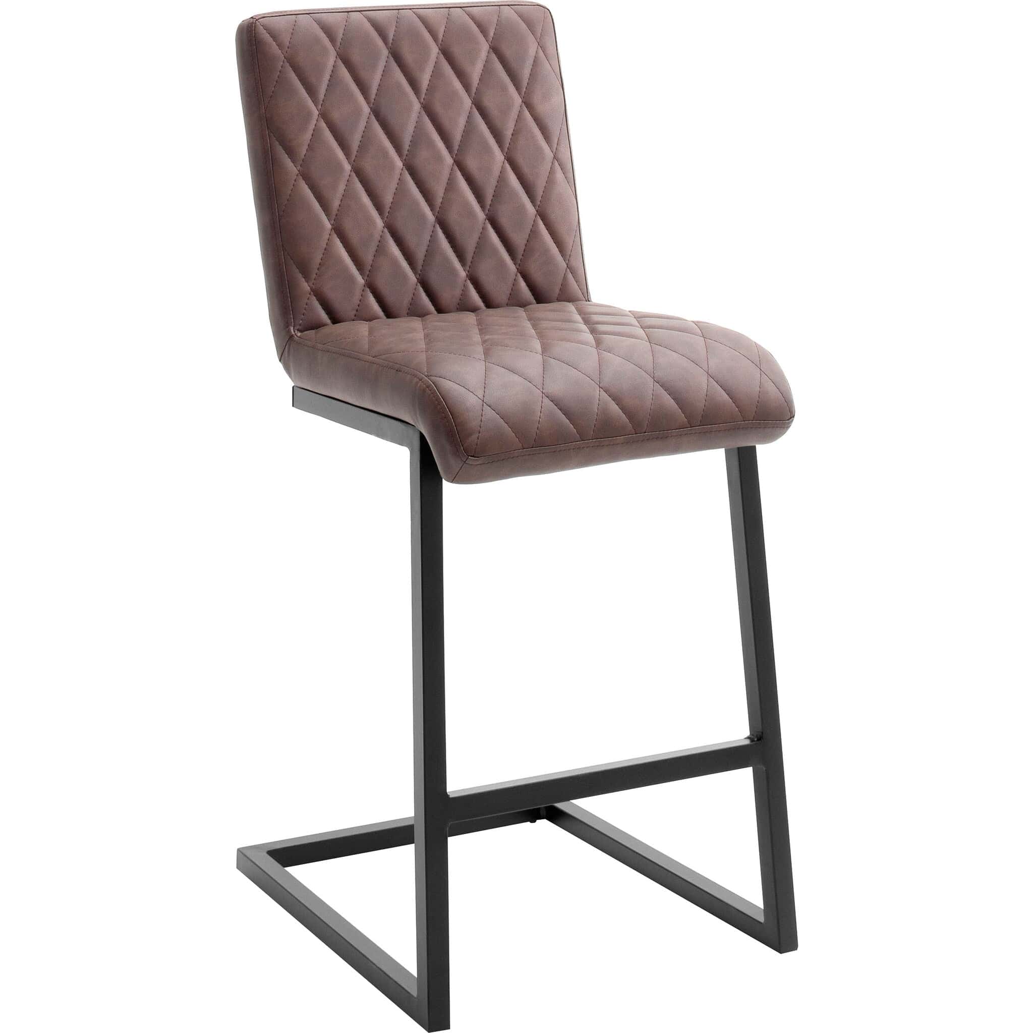 Set 4 scaune de bar tapitate cu piele ecologica si picioare metalice, Kian Maro / Negru, l41xA55xH97 cm (1)