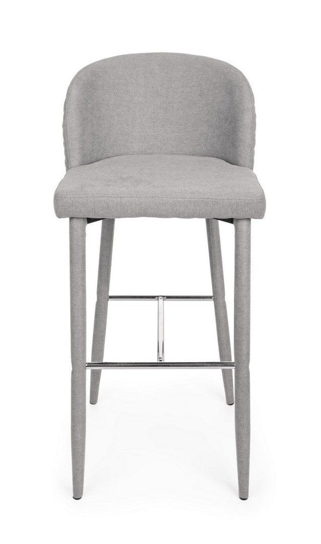 Set 4 scaune de bar tapitate cu stofa si picioare metalice Chris Gri / Crom, l47xA52xH105 cm (1)