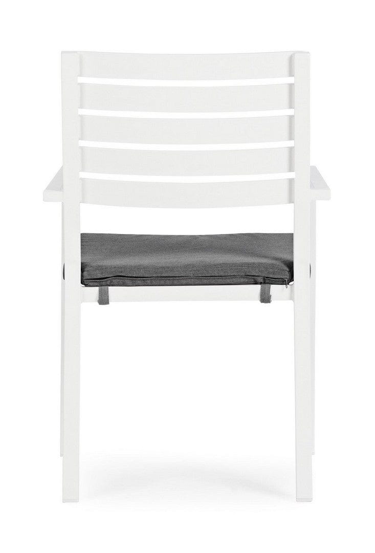 Set 4 scaune de gradina / terasa din metal cu perne detasabile, Helina Gri Inchis / Alb, l55xA56,5xH86,5 cm (4)