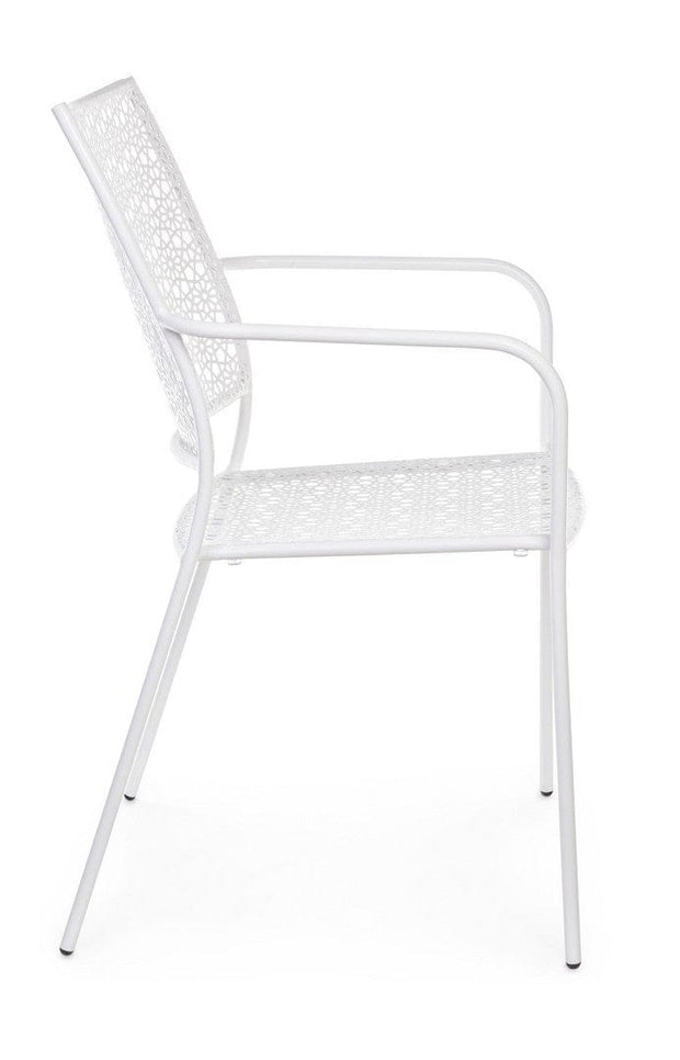 Set 4 scaune de gradina / terasa din metal Jodie Alb, l57xA55xH89 cm (4)