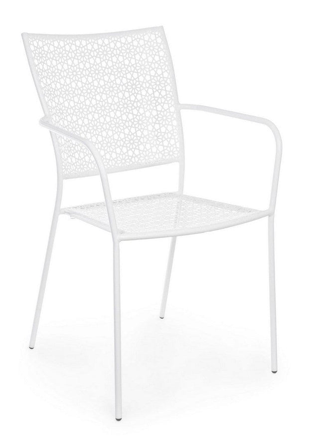 Set 4 scaune de gradina / terasa din metal Jodie Alb, l57xA55xH89 cm (2)