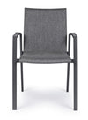 Set 4 scaune de terasa din metal, tapitate cu stofa, Odeon Gri Inchis / Negru, l55,5xA60xH83 cm (2)