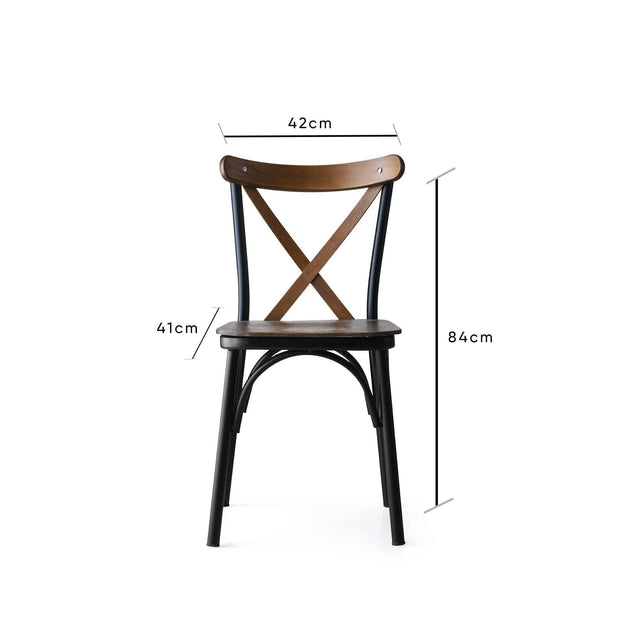 Set 4 scaune din metal si lemn, Ekol New 251 Nuc / Negru, l42xA41xH84 cm (8)