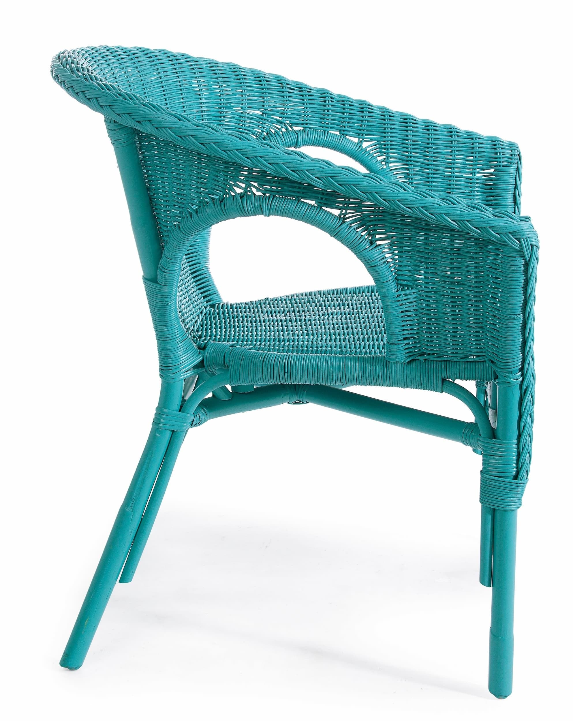 Set 4 scaune pentru gradina / terasa, din ratan si rachita, Alliss Bleu, l58xA61xH74 cm (2)