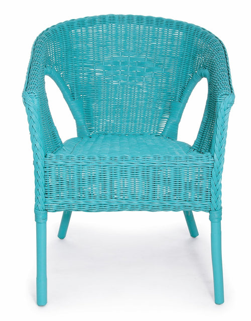 Set 4 scaune pentru gradina / terasa, din ratan si rachita, Alliss Bleu, l58xA61xH74 cm (1)