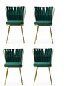 Set 4 scaune tapitat cu stofa si picioare metalice, Kusa 141 Velvet Verde / Auriu, l43xA43xH82 cm