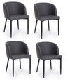 Set 4 scaune tapitate cu piele ecologica si picioare metalice Chris Gri Inchis / Negru, l54xA54xH76 cm