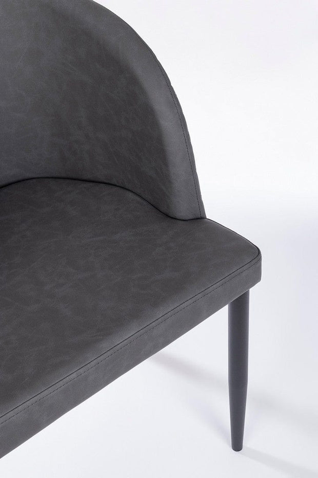 Set 4 scaune tapitate cu piele ecologica si picioare metalice Chris Gri Inchis / Negru, l54xA54xH76 cm (7)