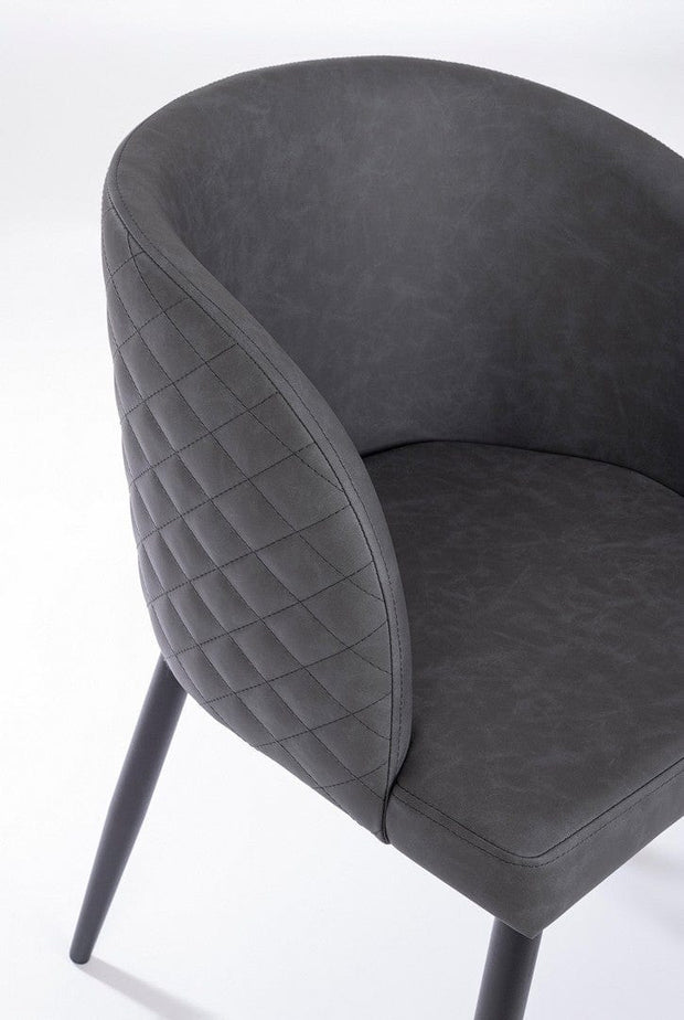 Set 4 scaune tapitate cu piele ecologica si picioare metalice Chris Gri Inchis / Negru, l54xA54xH76 cm (6)
