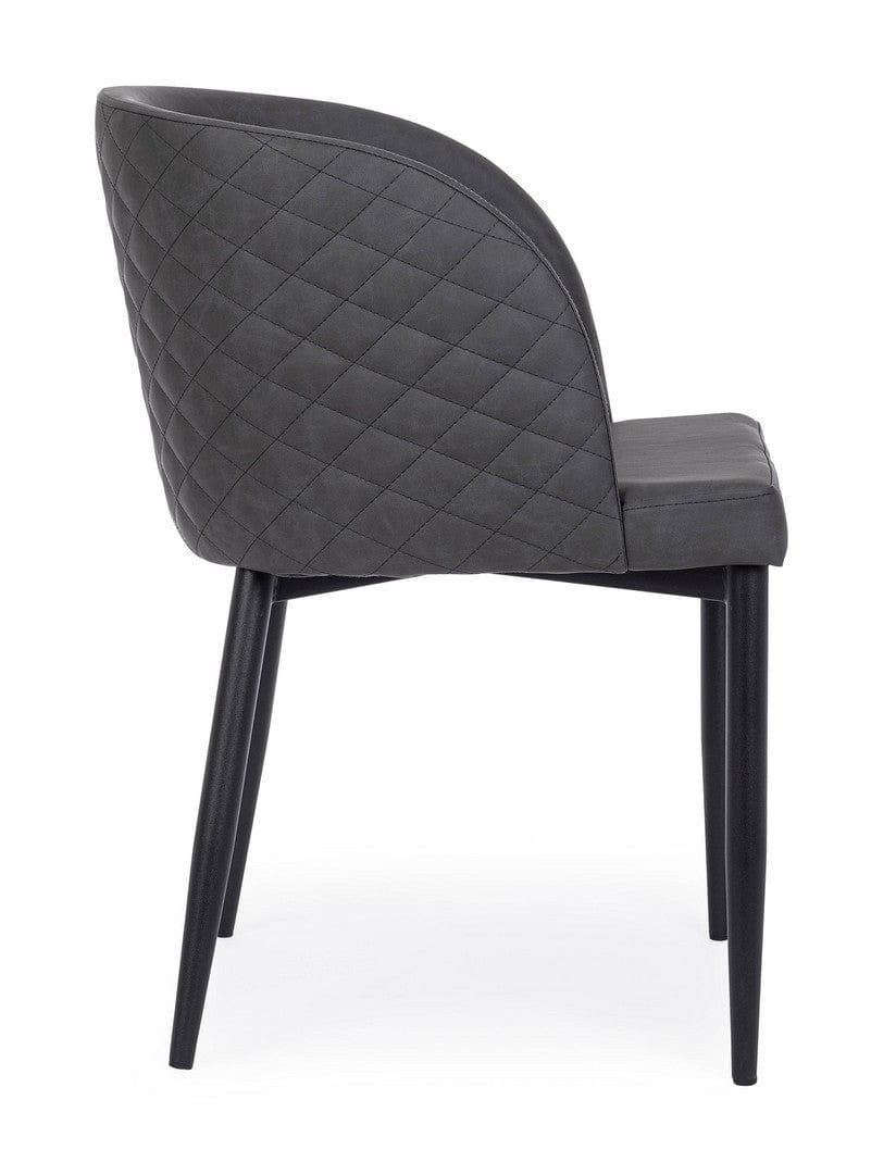 Set 4 scaune tapitate cu piele ecologica si picioare metalice Chris Gri Inchis / Negru, l54xA54xH76 cm (5)