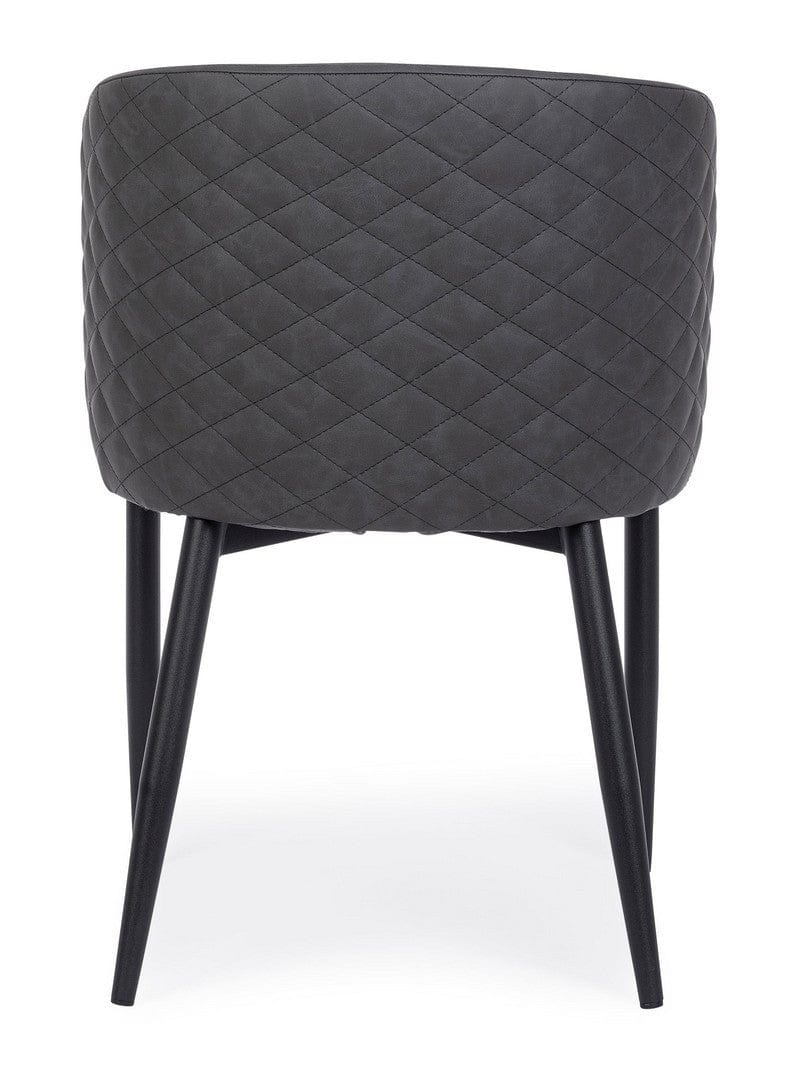 Set 4 scaune tapitate cu piele ecologica si picioare metalice Chris Gri Inchis / Negru, l54xA54xH76 cm (4)