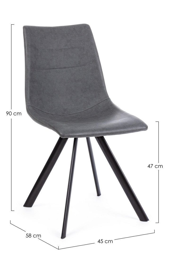 Set 4 scaune tapitate cu piele ecologica si picioare metalice Alva Gri / Negru, l45xA58xH90 cm (13)