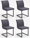Set 4 scaune tapitate cu piele ecologica si picioare metalice, Kian A Gri / Negru, l47xA63xH86 cm