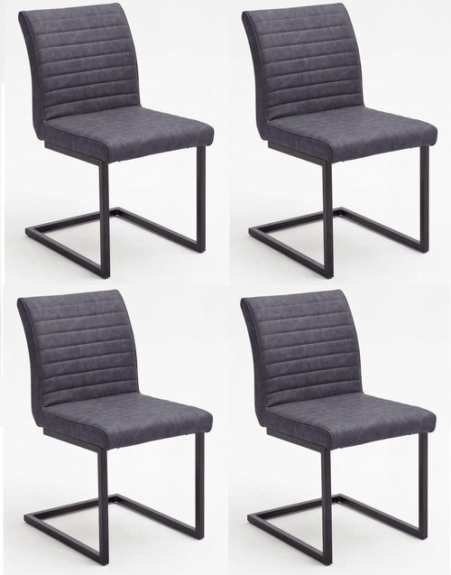 Set 4 scaune tapitate cu piele ecologica si picioare metalice, Kian A Gri / Negru, l47xA63xH86 cm