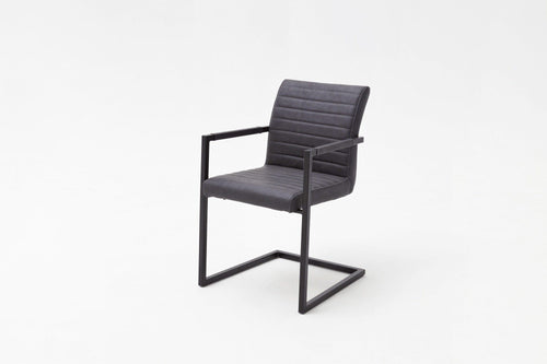 Set 4 scaune tapitate cu piele ecologica si picioare metalice, Kian A Plus, Gri / Negru, l54xA63xH86 cm (1)
