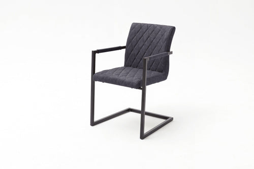 Set 4 scaune tapitate cu piele ecologica si picioare metalice, Kian B Plus, Gri / Negru, l54xA63xH86 cm (1)