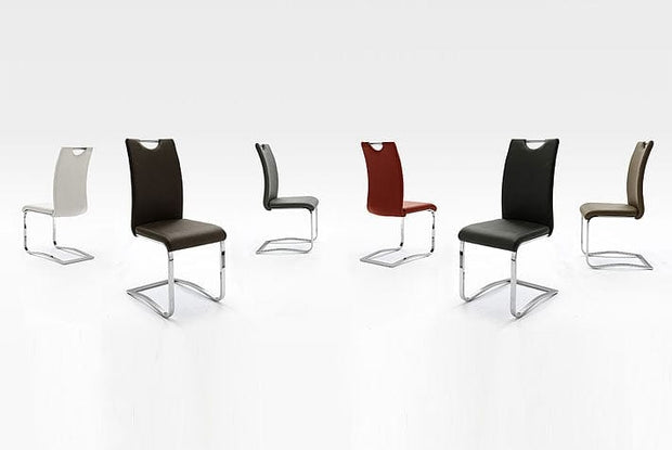 Set 4 scaune tapitate cu piele ecologica si picioare metalice, Koeln Gri / Crom, l43xA57xH100 cm (4)