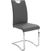 Set 4 scaune tapitate cu piele ecologica si picioare metalice, Koeln Gri / Crom, l43xA57xH100 cm (3)
