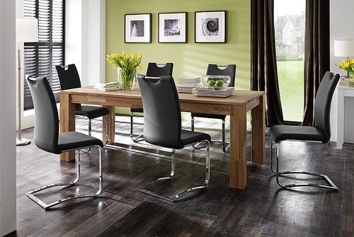 Set 4 scaune tapitate cu piele ecologica si picioare metalice, Koeln Gri / Crom, l43xA57xH100 cm (1)