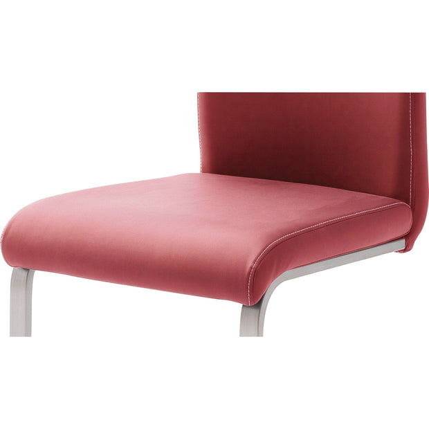Set 4 scaune tapitate cu piele ecologica si picioare metalice, Paulo Griff Bordeaux / Crom, l42xA55xH103 cm (6)