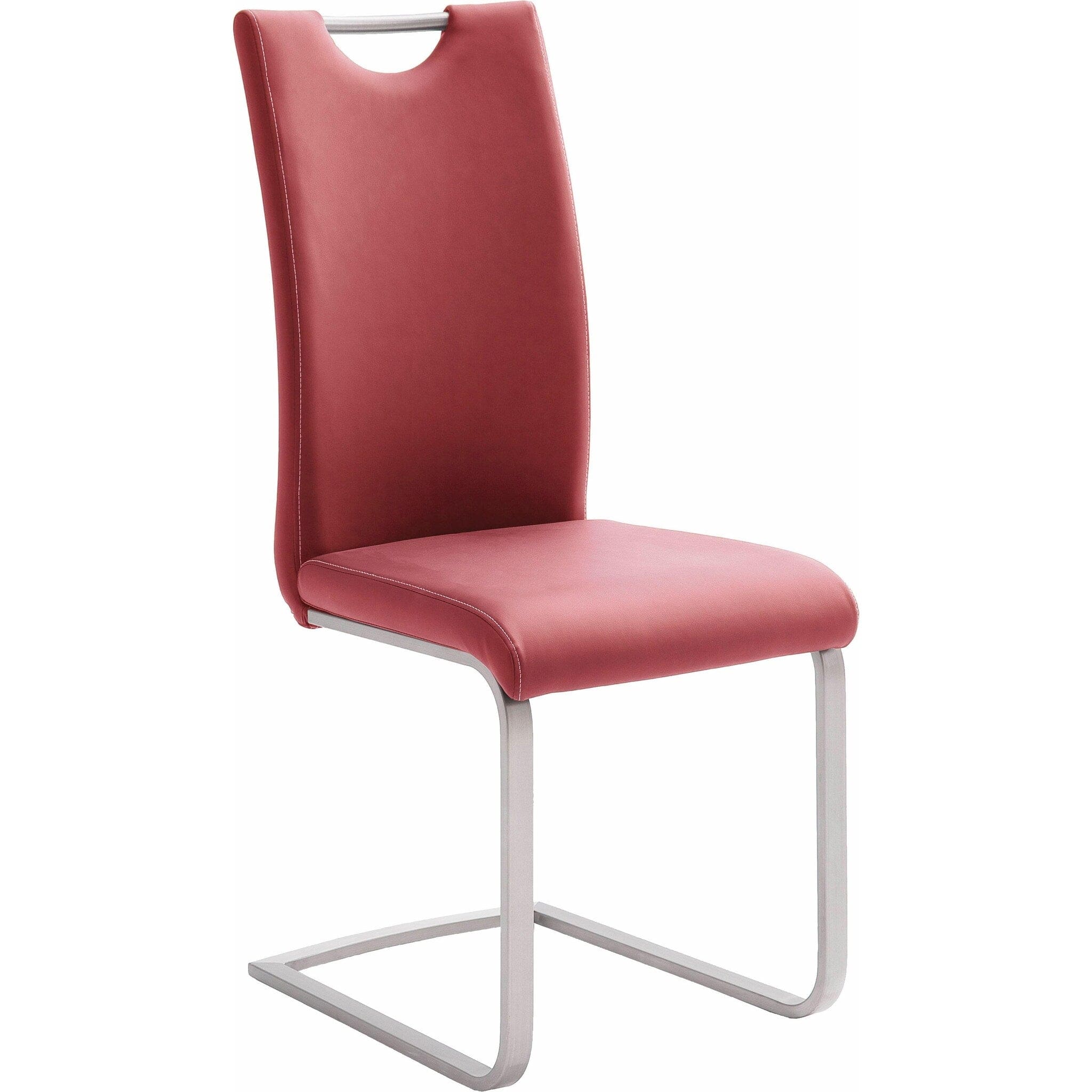 Set 4 scaune tapitate cu piele ecologica si picioare metalice, Paulo Griff Bordeaux / Crom, l42xA55xH103 cm (2)