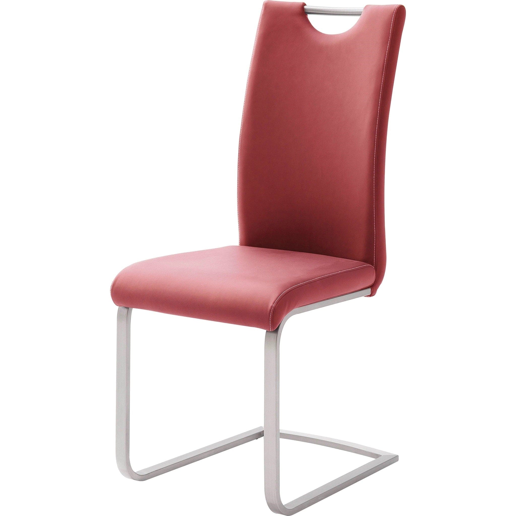 Set 4 scaune tapitate cu piele ecologica si picioare metalice, Paulo Griff Bordeaux / Crom, l42xA55xH103 cm (3)