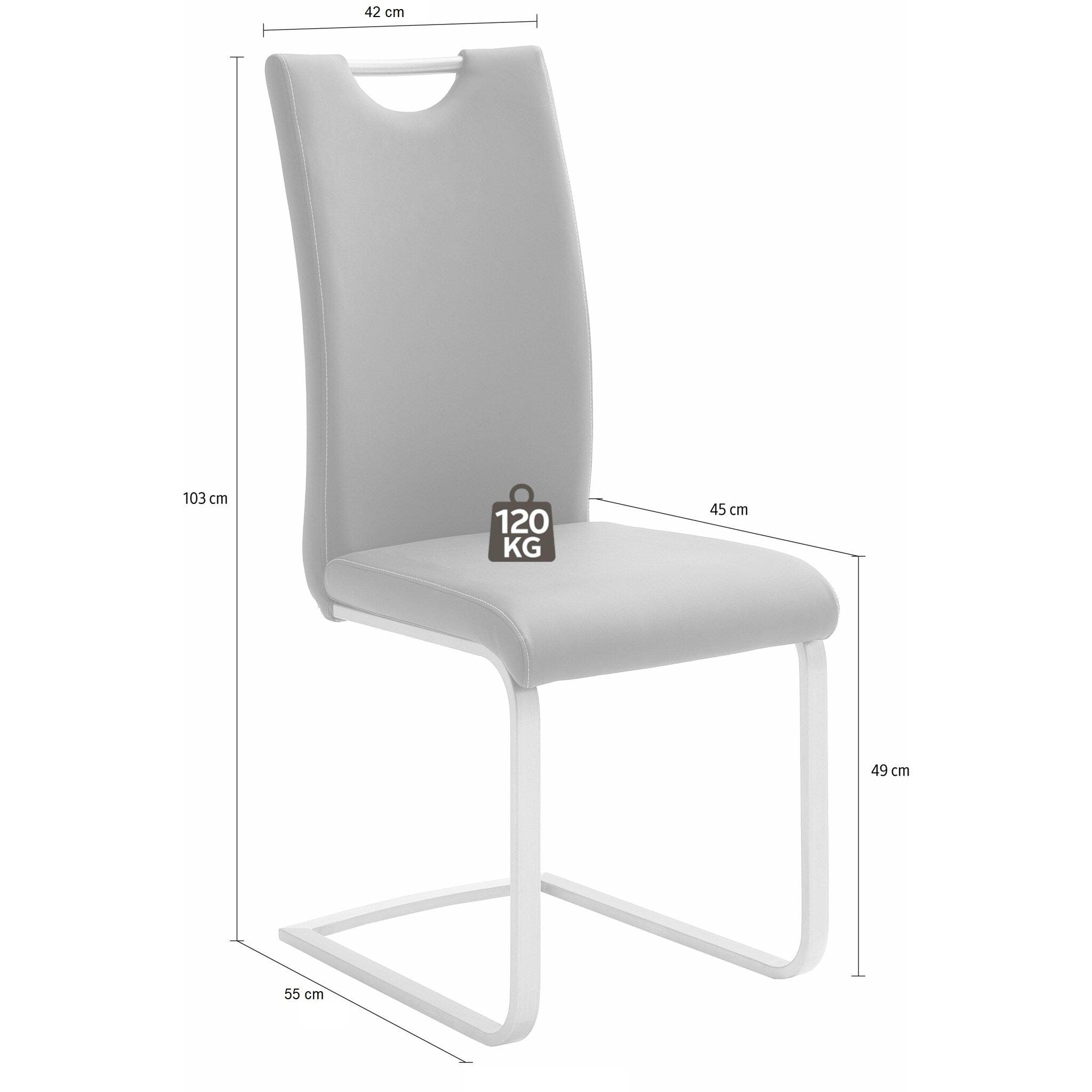Set 4 scaune tapitate cu piele ecologica si picioare metalice, Paulo Griff Gri / Crom, l42xA55xH103 cm (9)