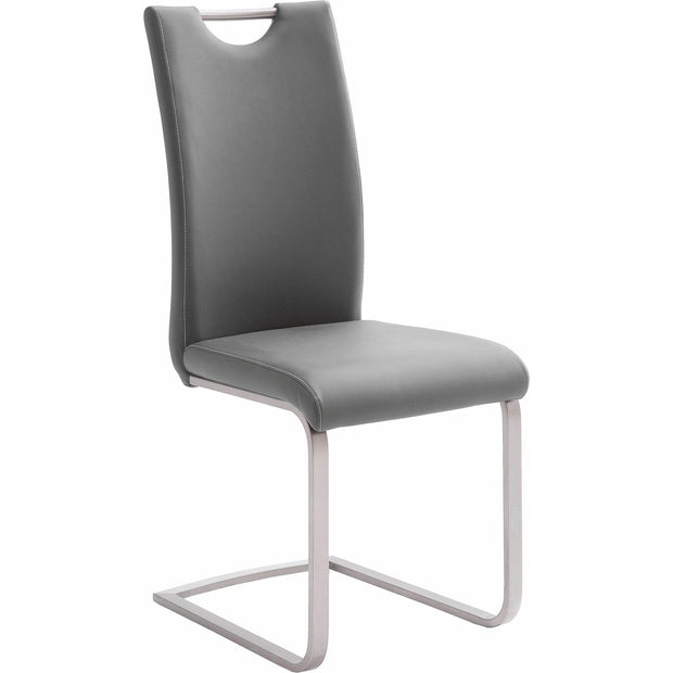 Set 4 scaune tapitate cu piele ecologica si picioare metalice, Paulo Griff Gri / Crom, l42xA55xH103 cm (4)
